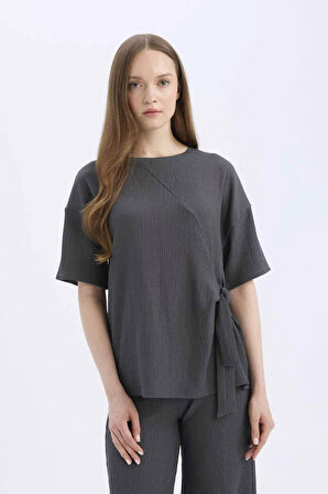 DeFacto 	Relax Fit Bisiklet Yaka Basic Düz Bürümcük Kısa Kollu Tişört D5446AX25SPAR104