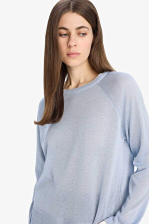 Regular Fit Bisiklet Yaka Basic Düz Triko  Kazak