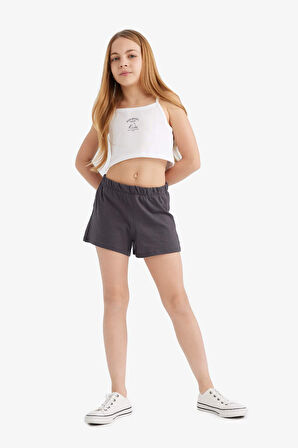 DeFacto Kız Çocuk 2'li Takım Baskılı Atlet Beli Lastikli Şort E5696A825HSAR1