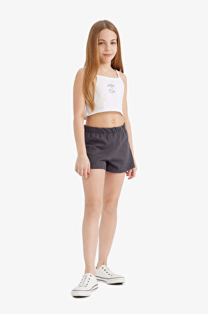 DeFacto Kız Çocuk 2'li Takım Baskılı Atlet Beli Lastikli Şort E5696A825HSAR1