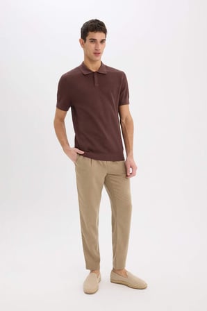 DeFacto Relax Fit Rahat Kesim Kısa Paça Keten Görünümlü Yazlık Kumaş Pantolon E4790AX25SMKH92