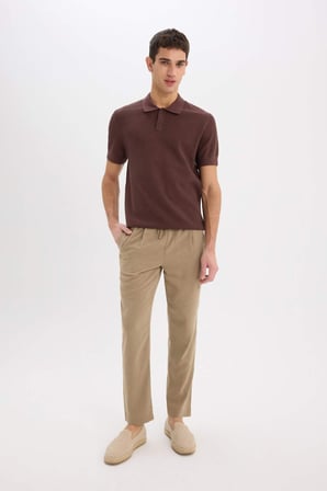DeFacto Relax Fit Rahat Kesim Kısa Paça Keten Görünümlü Yazlık Kumaş Pantolon E4790AX25SMKH92