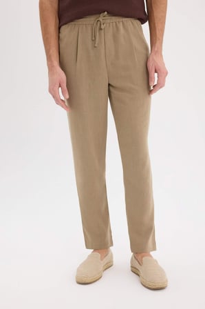 DeFacto Relax Fit Rahat Kesim Kısa Paça Keten Görünümlü Yazlık Kumaş Pantolon E4790AX25SMKH92