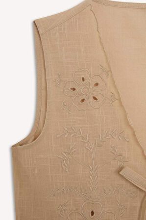 DeFacto Regular Fit Brode Önden Bağlamalı Plaj Üstü-Fall in Love E4263AX25SMBG387