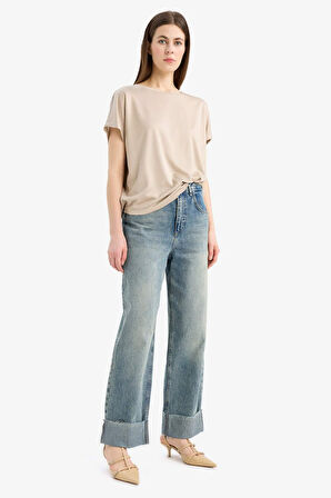 DeFacto Bisiklet Yaka Basic Düz Modal Kısa Kollu Tişört C8807AX25SPBG129