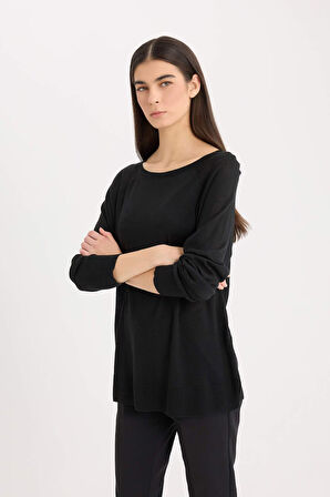 Regular Fit Bisiklet Yaka Basic Düz Triko Kazak