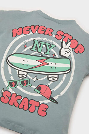 DeFacto Erkek Bebek Bisiklet Yaka Baskılı Kısa Kollu Tişört E5933A525SMBE801