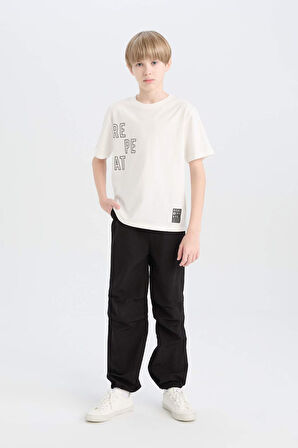 DeFacto Erkek Çocuk Bisiklet Yaka Sırt Baskılı Kısa Kollu Tişört D9505A825SPWT32