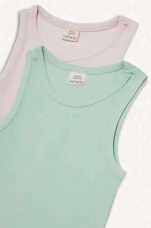 DeFacto Kız Çocuk Bisiklet Yaka 2'li Atlet B6704A825SMPN447