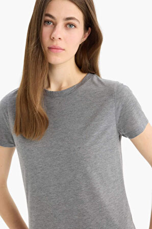Regular Fit Bisiklet Yaka Basic Düz Kısa Kollu Tişört
