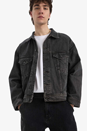 DeFacto Oversize Geniş Kalıp Mevsimlik Baharlık Jean Ceket E5470AX25SPNM36