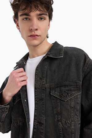 DeFacto Oversize Geniş Kalıp Mevsimlik Baharlık Jean Ceket E5470AX25SPNM36