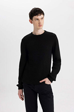 DeFacto Standart Fit Bisiklet Yaka Triko Kazak C8814AX24WNBK81