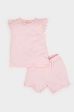 Kız Bebek Pijama Takımı Kısa Kollu Penye Üst Beli Lastikli Şort