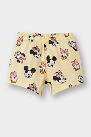 DeFacto Kız Bebek Disney Mickey & Minnie Pijama Takımı Kısa Kollu Penye Esnek Belli Şort E4652A525HSYL498