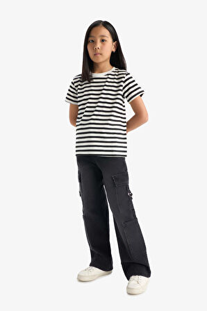 DeFacto Kız Çocuk Relax Fit Bisiklet Yaka 3'lü Kısa Kollu Tişört D9432A825SMGN240