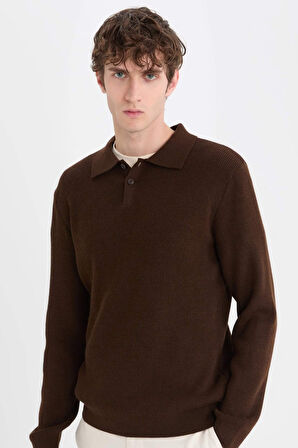 DeFacto Standart Fit Polo Yaka Triko Kazak D3589AX24WNBN497