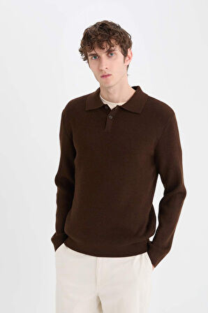 DeFacto Standart Fit Polo Yaka Triko Kazak D3589AX24WNBN497