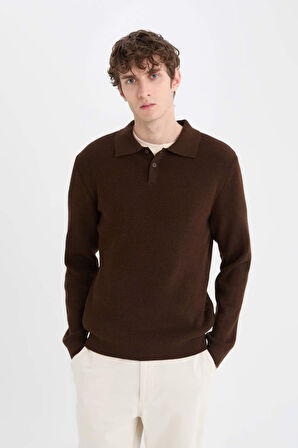 DeFacto Standart Fit Polo Yaka Triko Kazak D3589AX24WNBN497