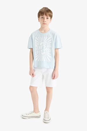 Kız Çocuk Relax Fit Bisiklet Yaka 2'li Kısa Kollu Tişört