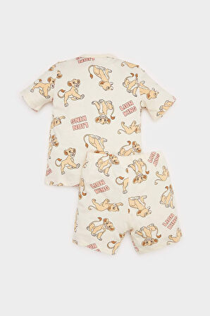DeFacto Erkek Bebek Disney Lion King Pijama Takımı Kısa Kollu Penye Üst Beli Lastikli Şort E4775A525SMOG579