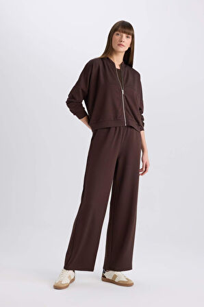 DeFacto Relax Fit Hakim Yaka Basic Düz Fermuarlı Soft Touch Sweatshirt E5817AX25SPBN267