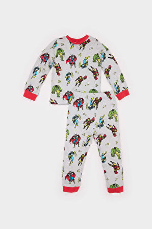 Erkek Bebek Marvel Comics Pijama Takımı Uzun Kollu Penye Üst Beli Lastikli Uzun Alt