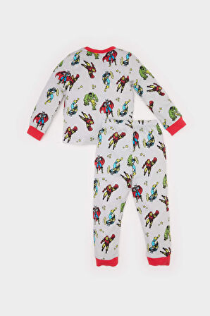 Erkek Bebek Marvel Comics Pijama Takımı Uzun Kollu Penye Üst Beli Lastikli Uzun Alt