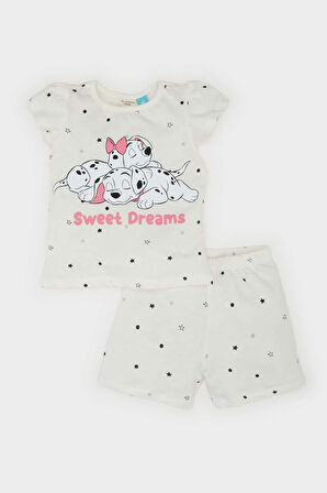 DeFacto Kız Bebek 101 Dalmatians Pijama Takımı Kısa Kollu Penye Üst Beli Lastikli Şort E4616A525SMWT47