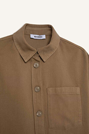 Relax Fit Basic Düz Gabardin Uzun Kollu Gömlek Tunik