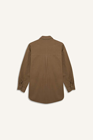 Relax Fit Basic Düz Gabardin Uzun Kollu Gömlek Tunik