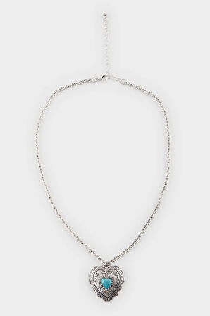 Kadın Mavi Taşlı Silver Kolye