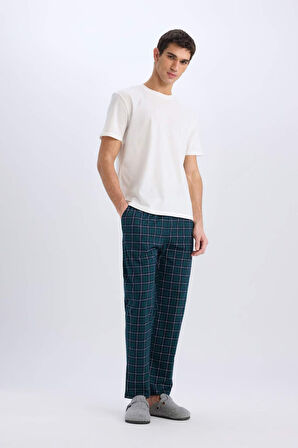 Regular Fit Kareli Cepli Pijama Altı