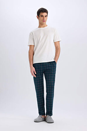 Regular Fit Kareli Cepli Pijama Altı