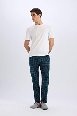 Regular Fit Kareli Cepli Pijama Altı
