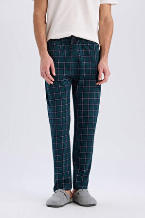 Regular Fit Kareli Cepli Pijama Altı