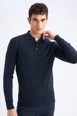 Standart Fit Polo Yaka Triko Kazak