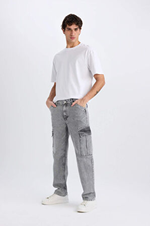 DeFacto Relax Fit Rahat Kesim Kargo Cepli Geniş Paça Jean Pantolon D7263AX25SPNM18