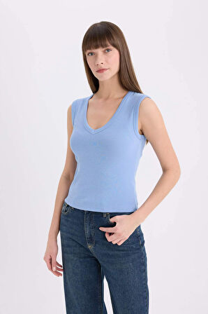 DeFacto Slim Fit Dar Kesim V Yaka Ribana Atlet E5779AX25SPBE749