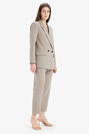 Crop Klasik Kumaş Pantolon Carrot Fit Fermuarlı Yüksek Bel Basic Düz Dar Paça