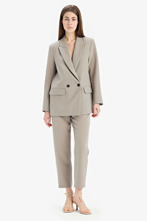 Crop Klasik Kumaş Pantolon Carrot Fit Fermuarlı Yüksek Bel Basic Düz Dar Paça