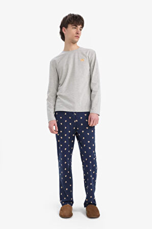 DeFacto Pijama Takımı Baskılı Uzun Kollu Üst Esnek Belli Uzun Alt E5889AX25SPGR210