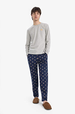 DeFacto Pijama Takımı Baskılı Uzun Kollu Üst Esnek Belli Uzun Alt E5889AX25SPGR210