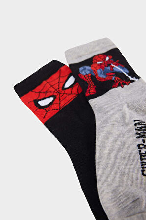 Erkek Çocuk Marvel Spiderman 2'li Pamuklu Uzun Çorap