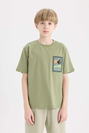 DeFacto Erkek Çocuk Bisiklet Yaka Nakışlı Kısa Kollu Tişört E0966A825SMKH461