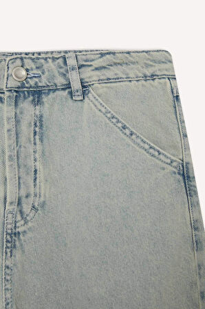 DeFacto %100 Pamuk Baggy Fit Geniş Kalıp Normal Bel Geniş Paça Yıkamalı Jean Pantolon D7278AX25SPNM39