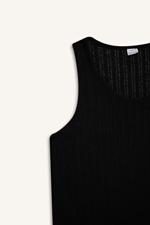 Slim Fit Dar Kesim Bisiklet Yaka Ribana Atlet
