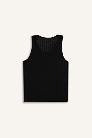 Slim Fit Dar Kesim Bisiklet Yaka Ribana Atlet