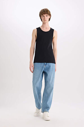 Slim Fit Dar Kesim Bisiklet Yaka Ribana Atlet