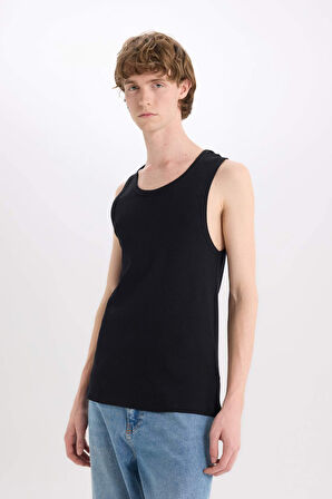 Slim Fit Dar Kesim Bisiklet Yaka Ribana Atlet